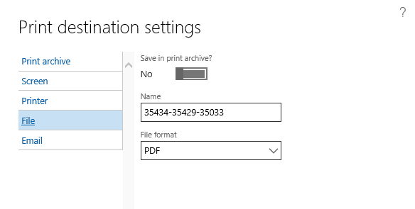 print destination settings